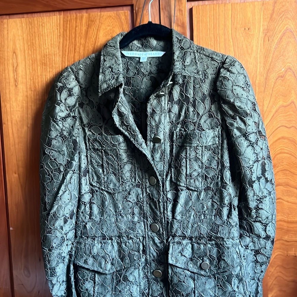 Veronica Beard olive lace jacket top size 0